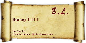 Berey Lili névjegykártya